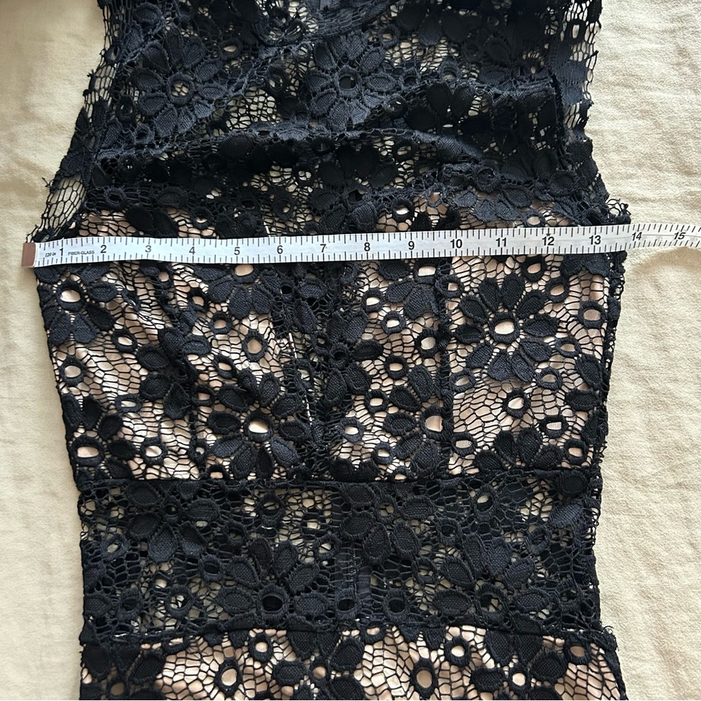 Sage Black Lace Maxi Dress with Nude Lining - Picture 5 of 9